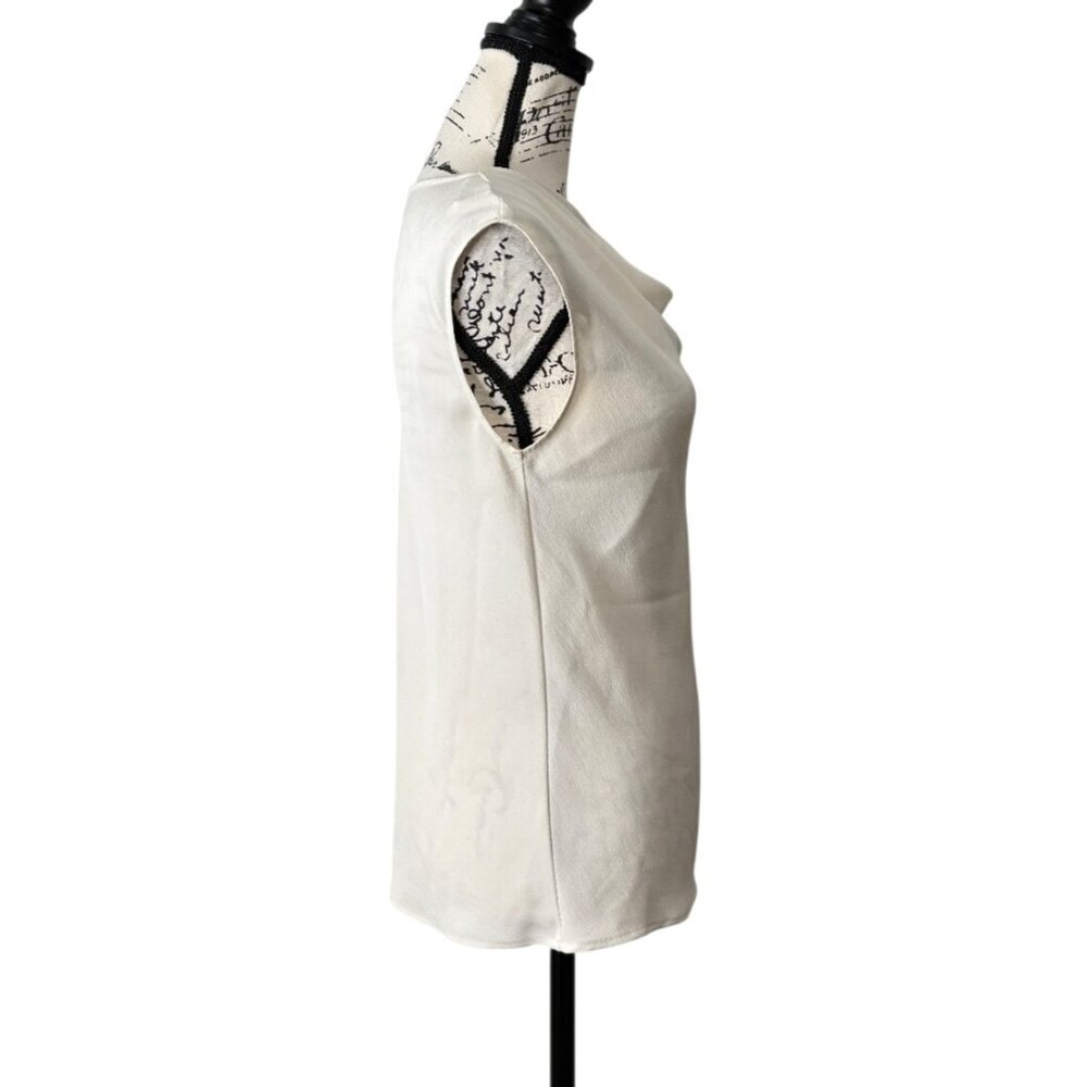 M.M. Lafleur New York Womens Top Ivory Sleeveless Cowl Neck Blouse Office Size S - Picture 2 of 7